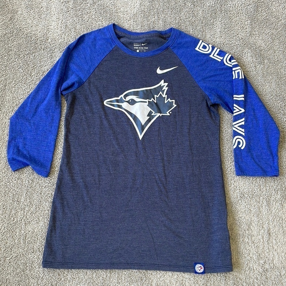VGC Nike Toronto BlueJays 3/4 Length Sleeve Shirt - Size Small